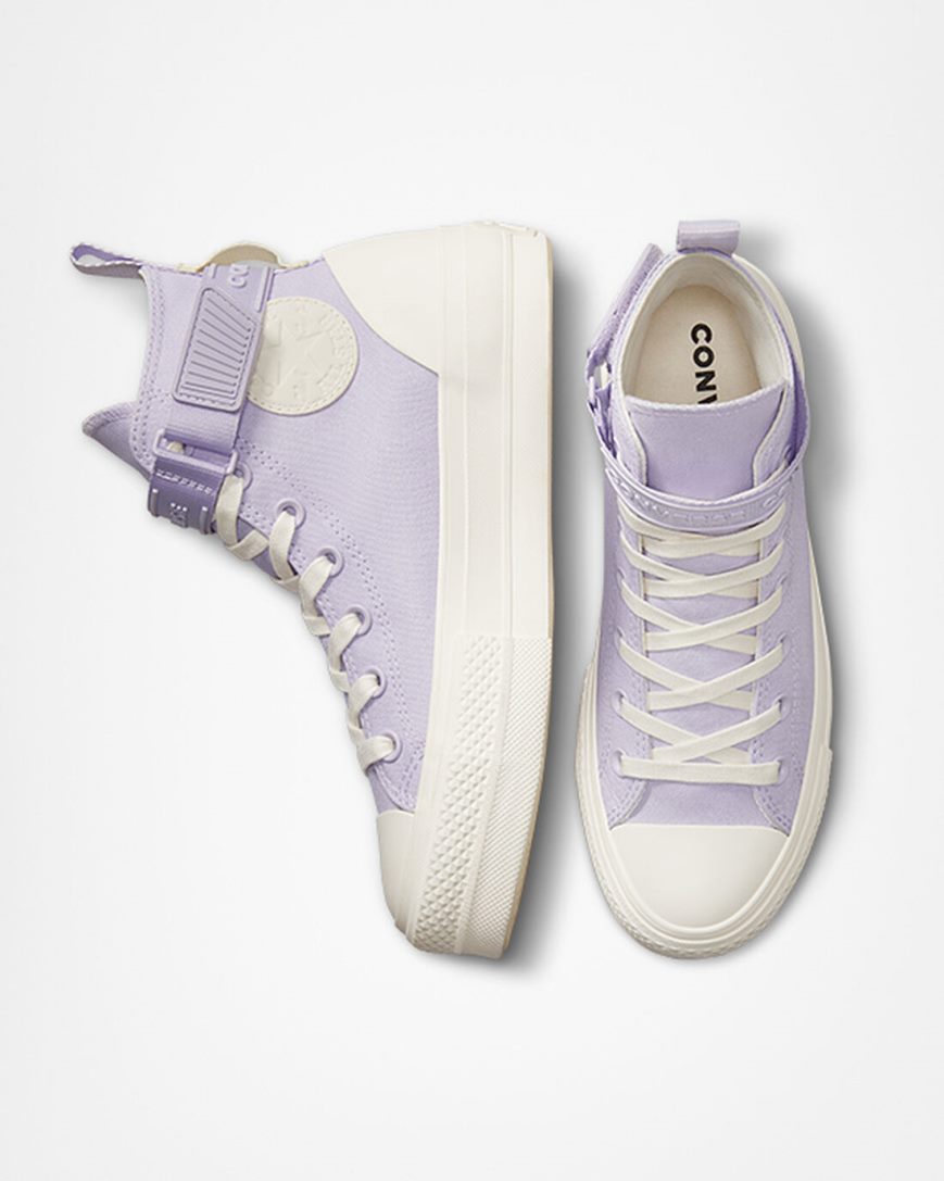 Women's Converse Chuck Taylor All Star Lift Utility Strap High Top Platform Shoes Purple / Purple | AU E0965F